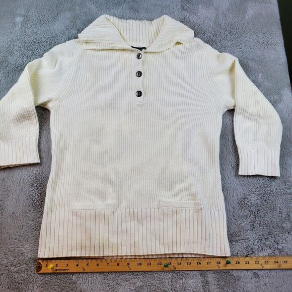 Ralph Lauren Sweater‎ Womens XL White 3/4 Sleeve Pockets Cottagecore Grandmacore - Picture 1 of 6